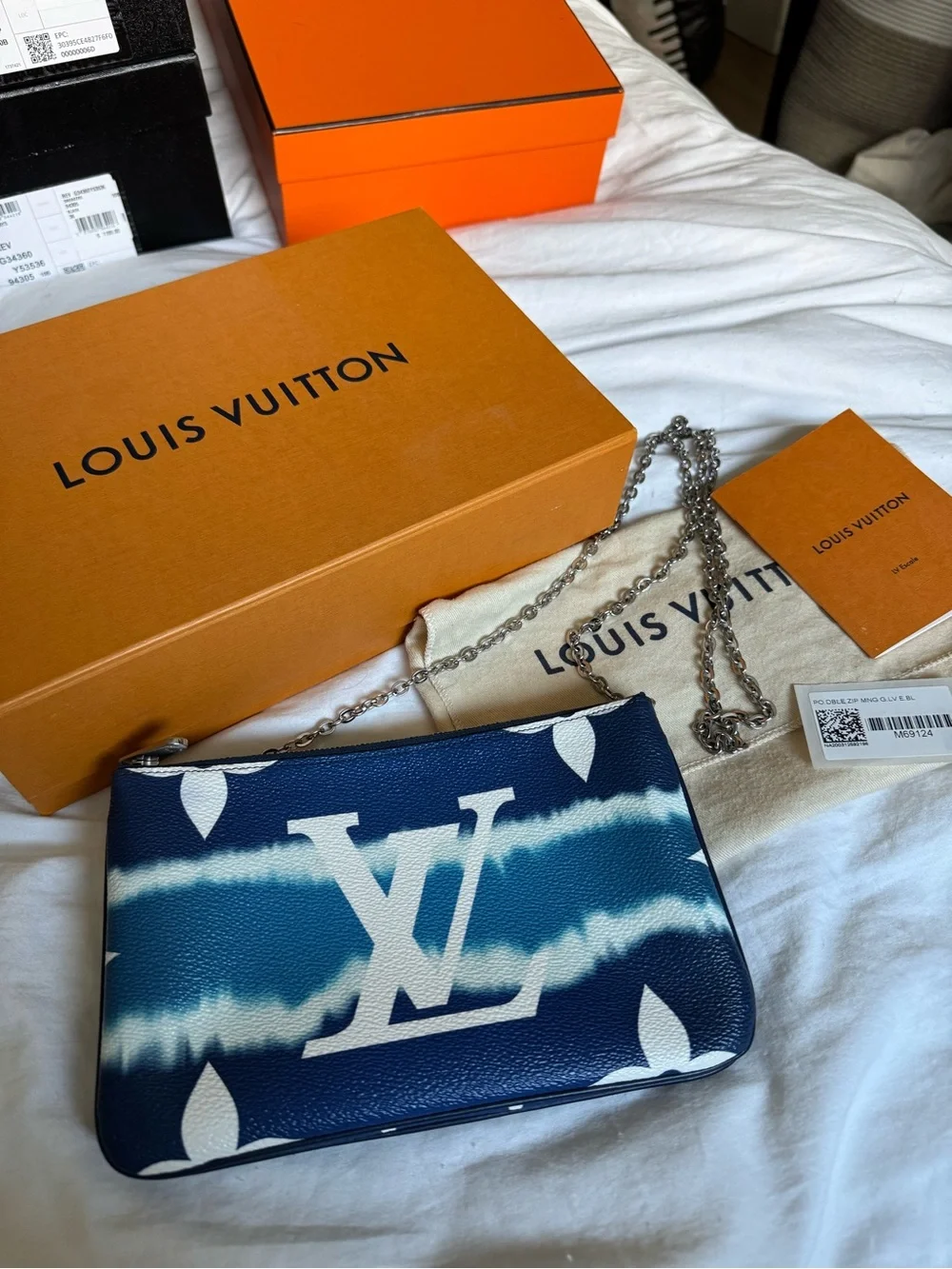Louis Vuitton Blue & White Escale LV Monogram Double Zip Pochette